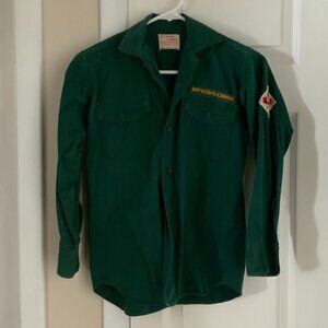 VINTAGE BOY SCOUTS CANADA SHIRT - BOYS SIZE 12 - GREEN from the 1960s